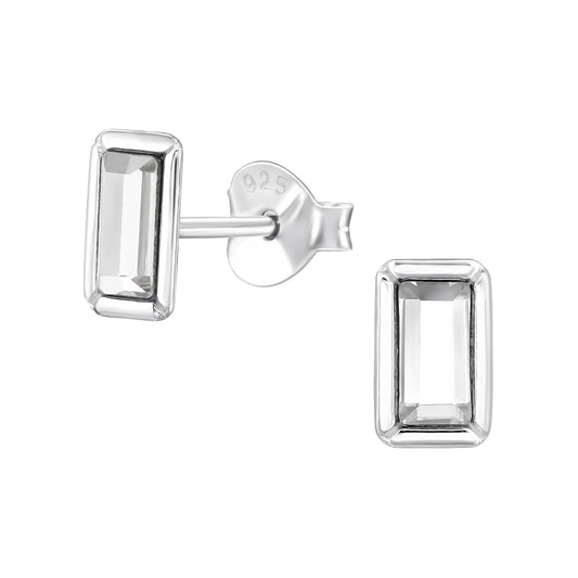 Baguette diamond stud earrings