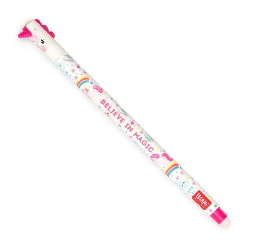 Unicorn erasable pink ink pen. Believe in magic. Legami