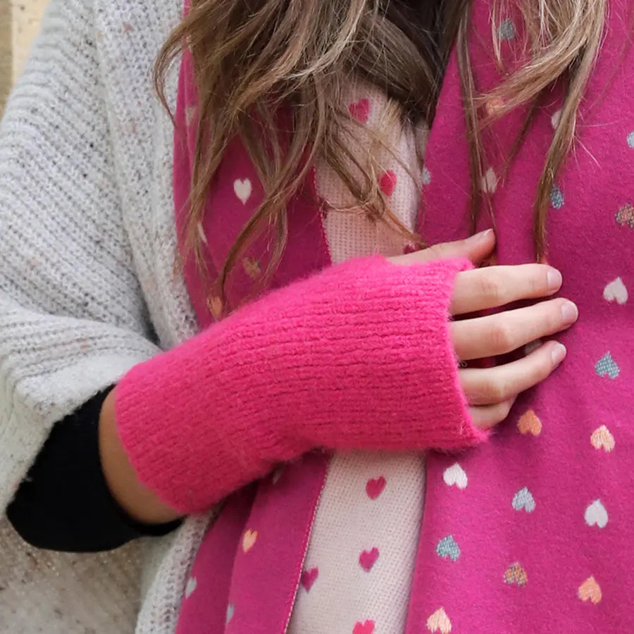 Recycled  pink marl wrist warmers by Piece of Mind