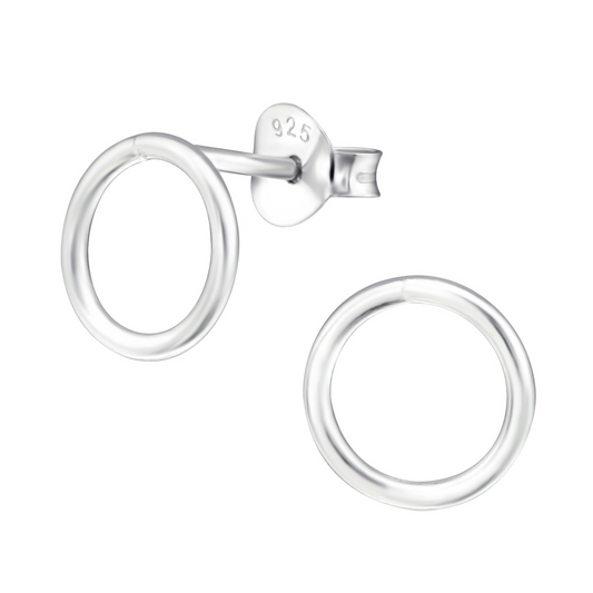 Open circle sterling silver stud earrings