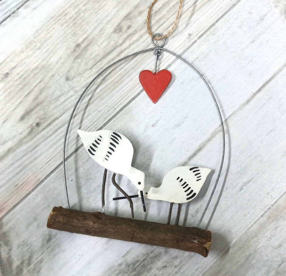 Avocet love story hanging decoration by Shoeless Joe