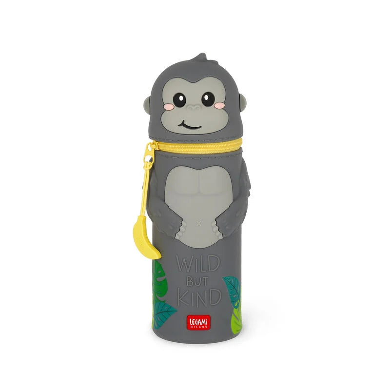 Gorilla "Wild but Kind" 2-in-1 Silicone Pencil Case - Kawaii