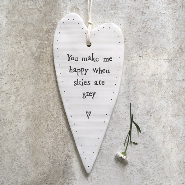 East of India long ceramic heart. You make me happy when skies are grey.