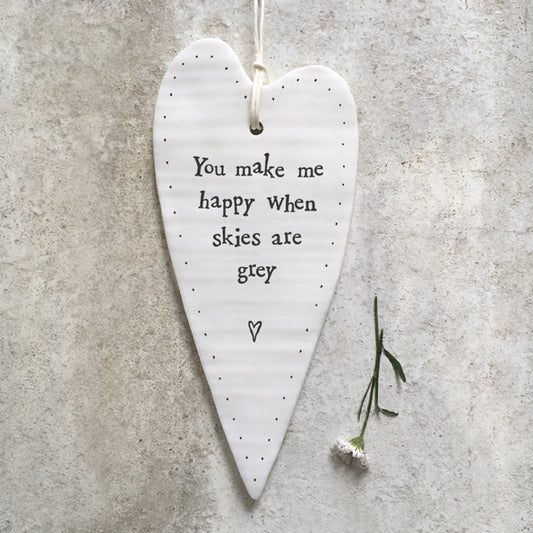 East of India long ceramic heart. You make me happy when skies are grey.
