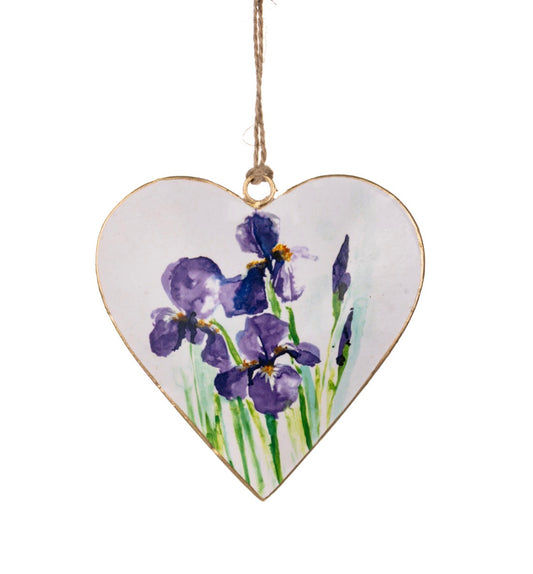 Iris hanging tin heart.