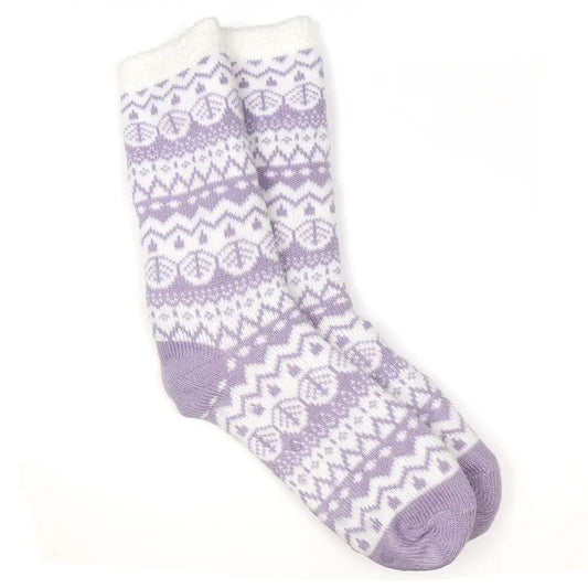 Lilac cosy fair isle slipper socks