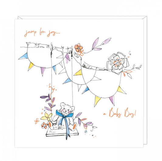 Jump for joy a baby boy card
