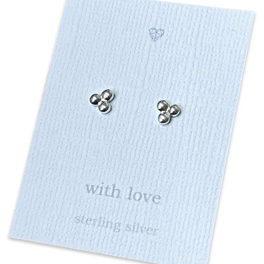 Triple ball sterling silver stud earrings
