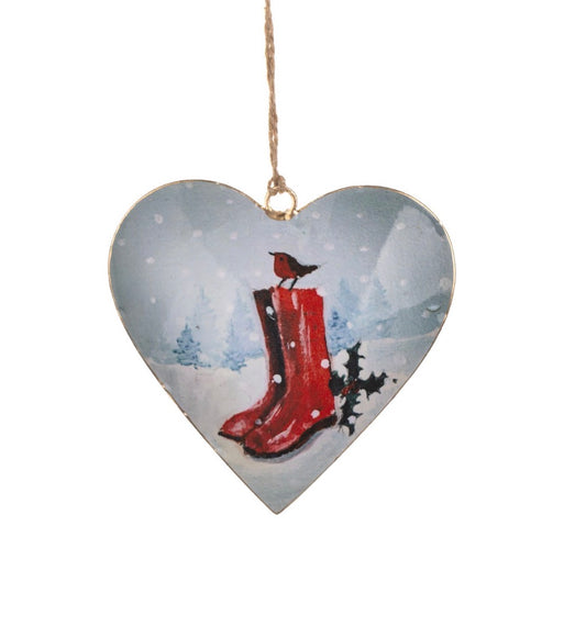 Heart with Red Wellies hanging decoration