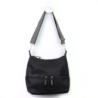 Black recycled nylon scoop bag with free chevron strap by POM