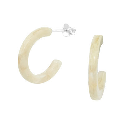 Resin cream hoop earrings