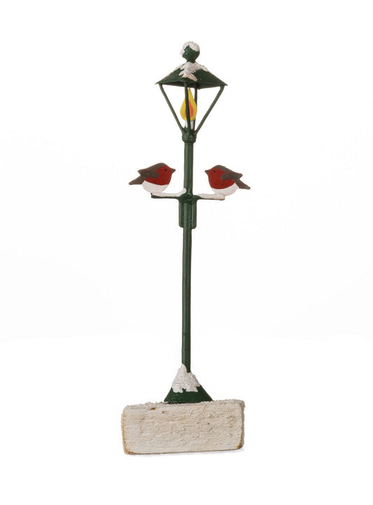 Green Lamp Post  with robins Standing ornament