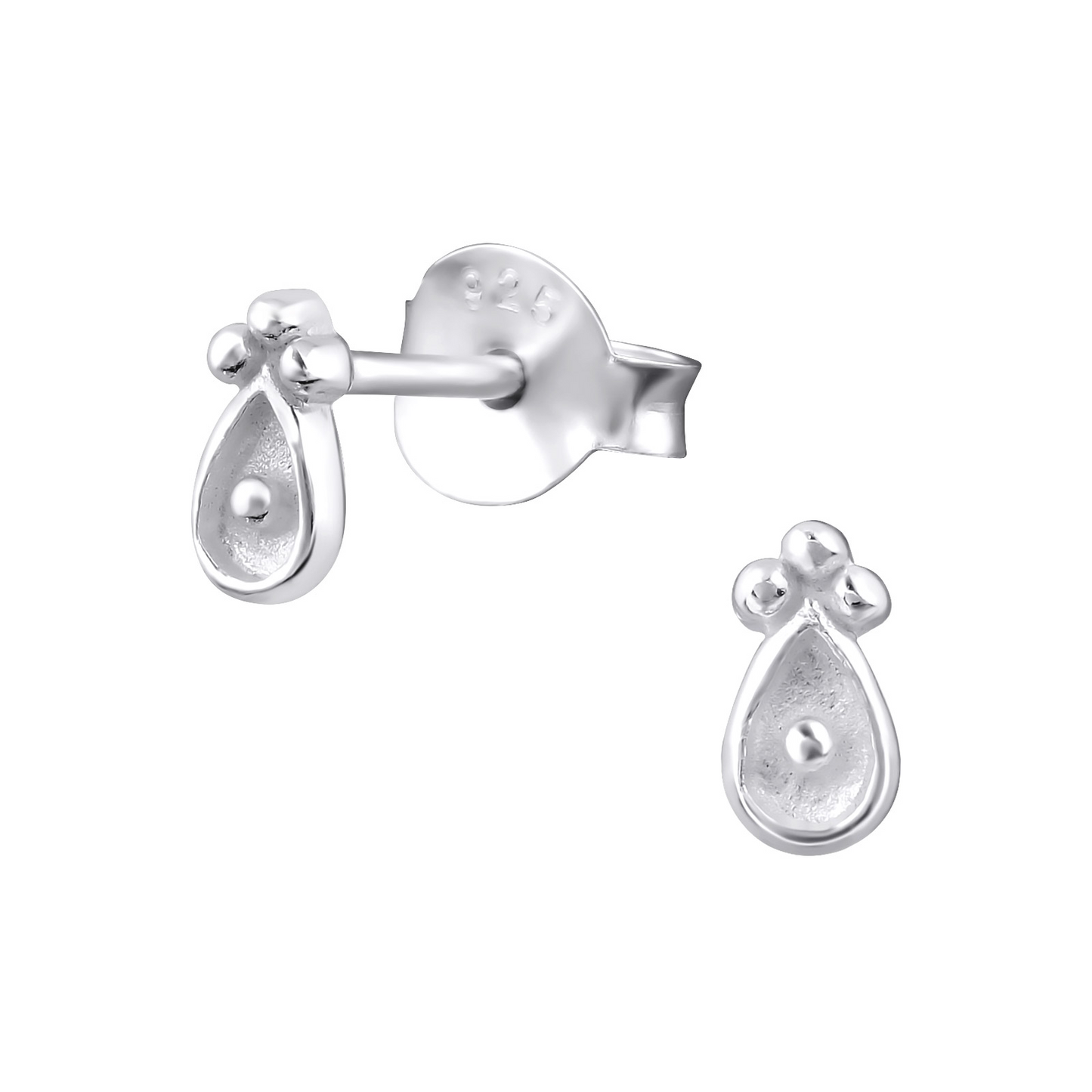 Tiny patterned sterling silver stud earrings