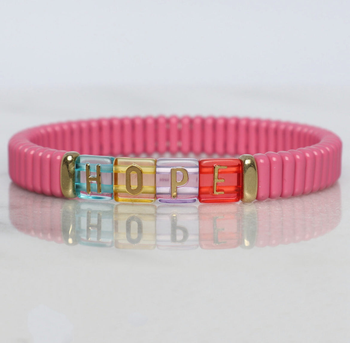 Hope pink enamel bracelet