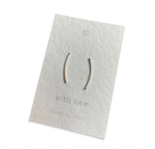 Curved line sterling silver stud earrings
