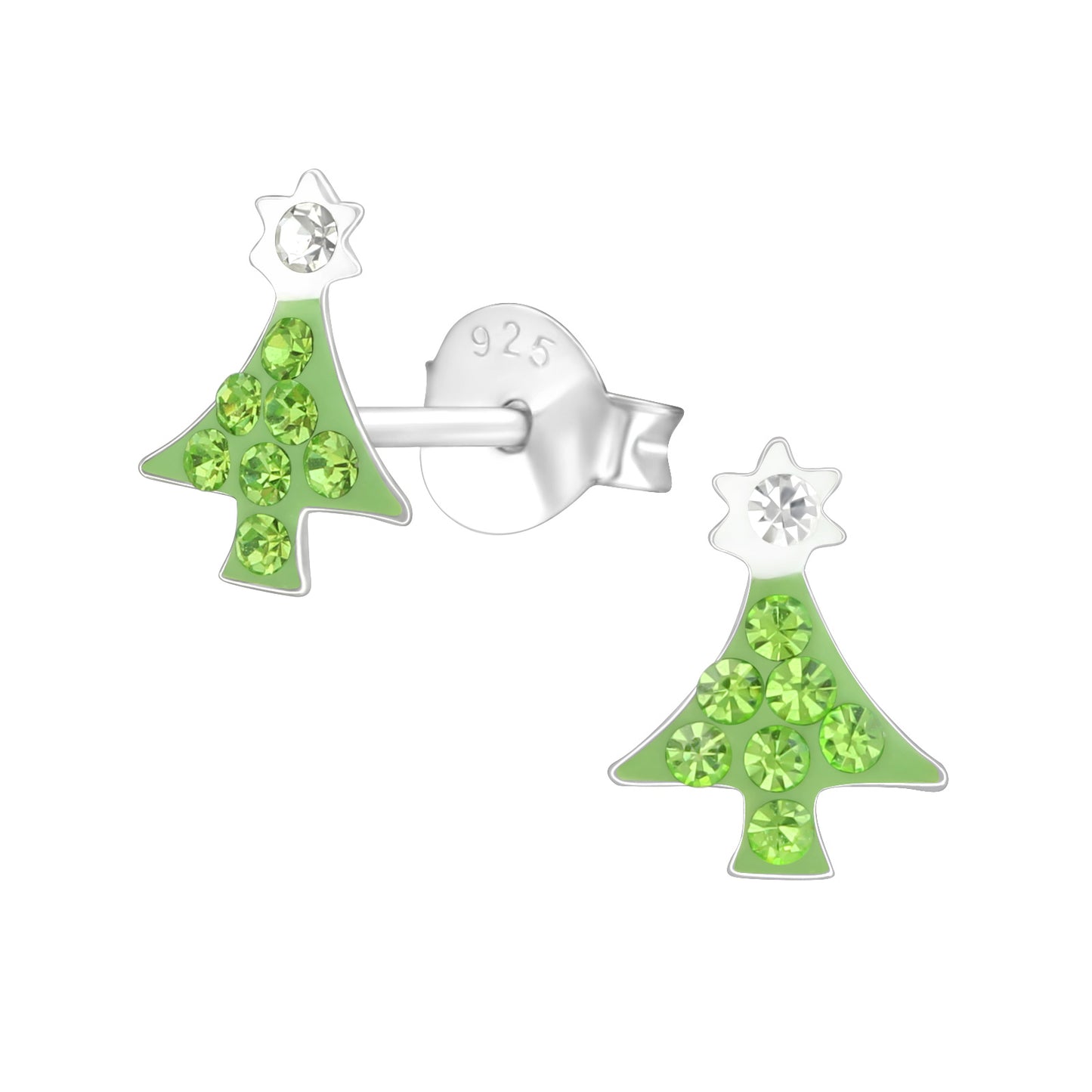 Green Christmas tree stud earrings