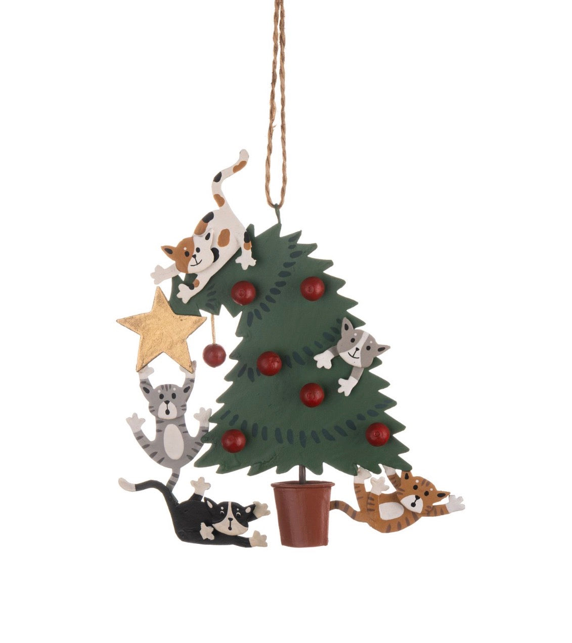 Naughty Cats in Tree Hanging Christmas decoration