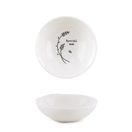 Small wobbly ceramic trinket dish by East of India. Special mum