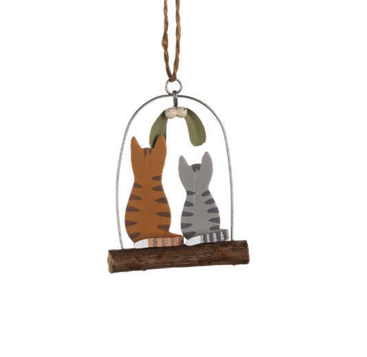 Loving Kitties Under Mistletoe Hanging decoration