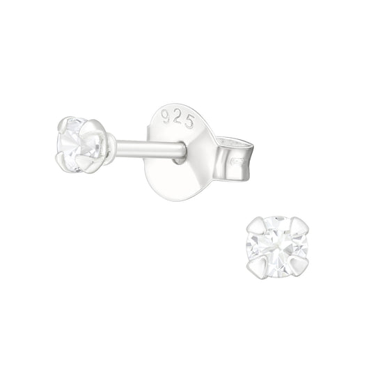 Tiny cubic zerconia sterling silver stud earrings