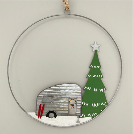 Caravan with Christmas tree wreath by Shoeless Joe