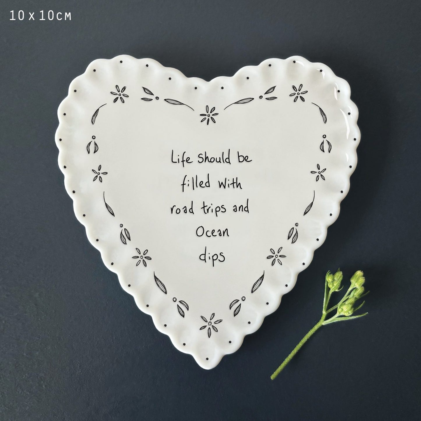 Heart scallop coaster-Life should be filled with road trips & ocean dips