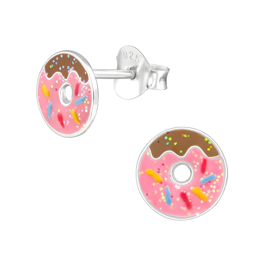 Doughnut sterling silver and enamel stud earrings