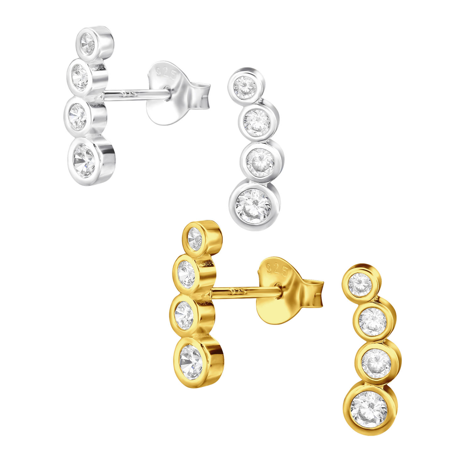 Sterling silver cubic zirconia bubbles stud earrings