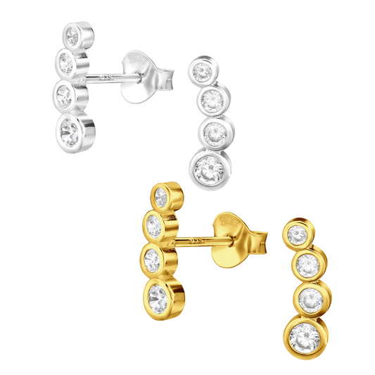 Sterling silver cubic zirconia bubbles stud earrings