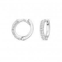 Sterling silver huggie hoops with cubic zirconia