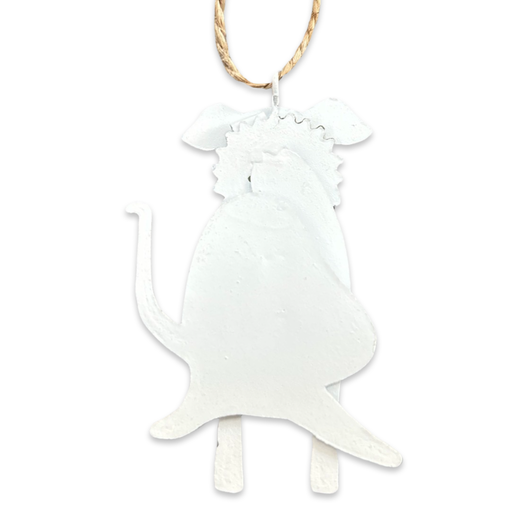 Dog with wreath and baubles Christmas tree ornament