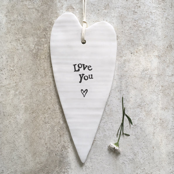 East of India long ceramic heart. Love you