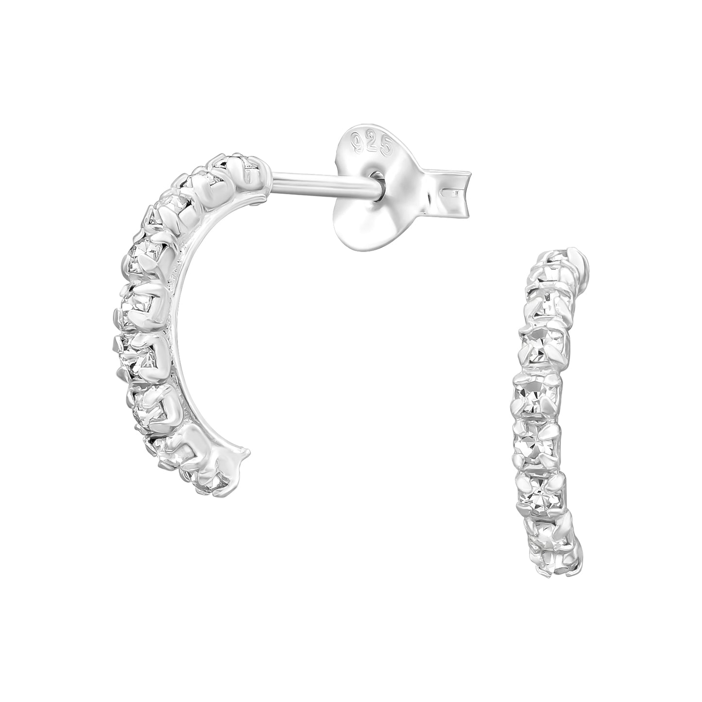 Crystal half hoop earrings
