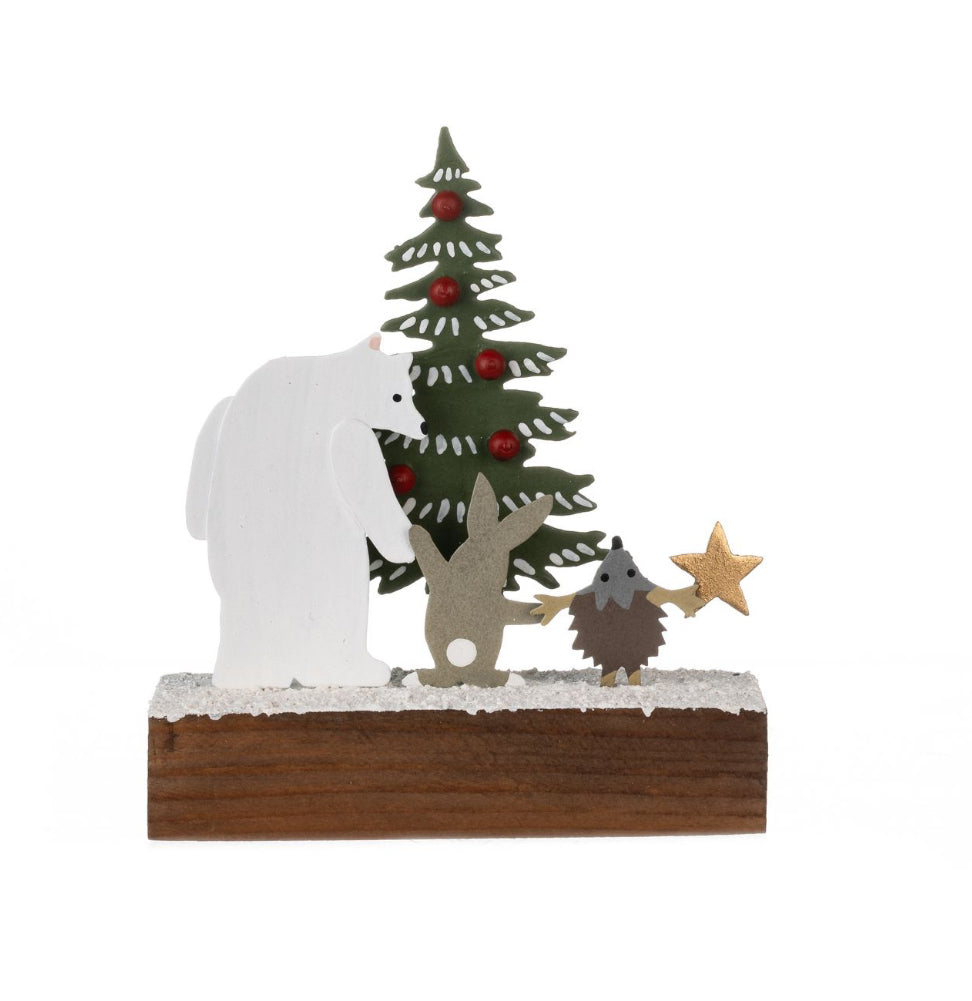 Bear & friends christmas standing ornament