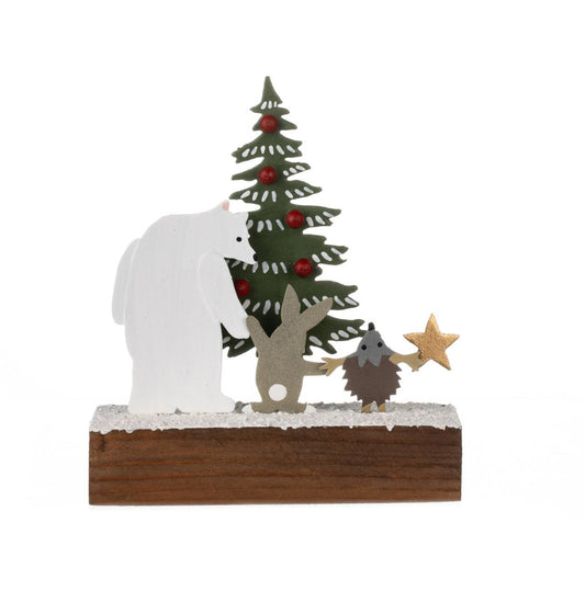 Bear & friends christmas standing ornament