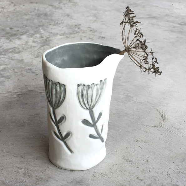 Porcelain Flower jug with Grey interior
