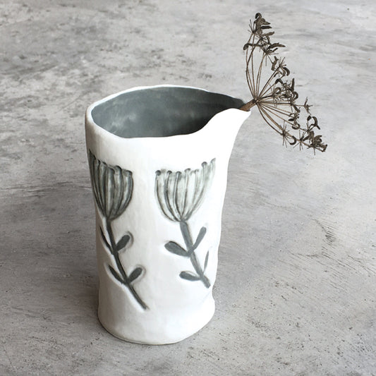 Porcelain Flower jug with Grey interior
