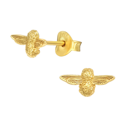Bee gold plated stud earrings
