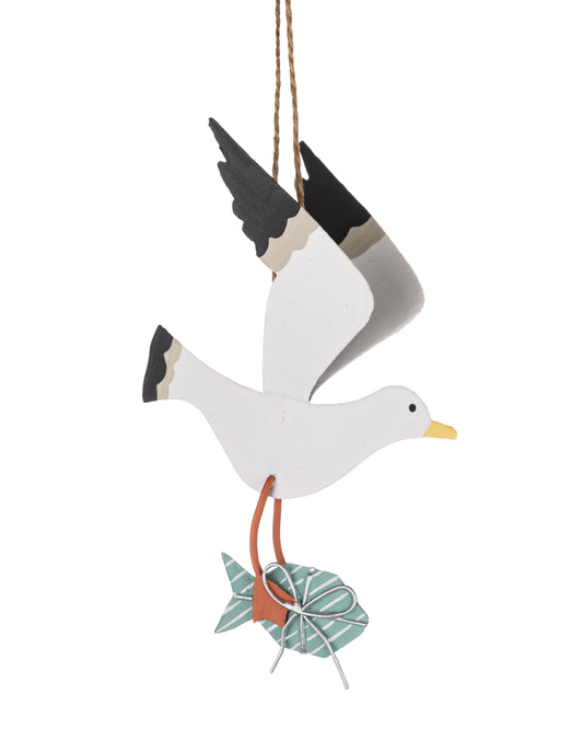 Seagull with fish gift.Hanging Christmas decoration