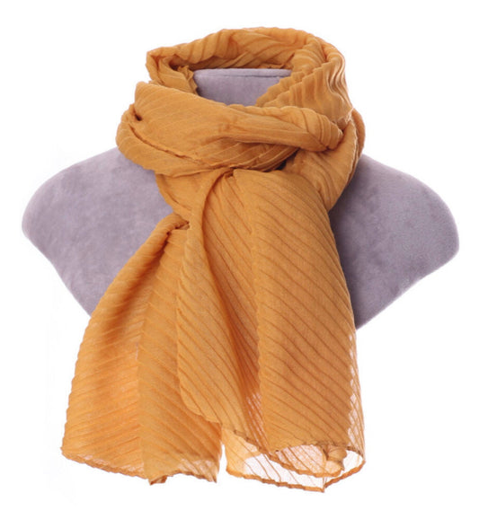 Mustard pleated scarf