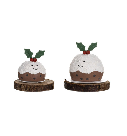 Happy Christmas Puds with Holly Christmas ornament /cake topper
