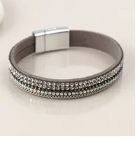 Grey crystal magnetic bracelet