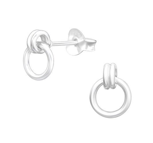 Small linked hoop stud sterling silver earrings