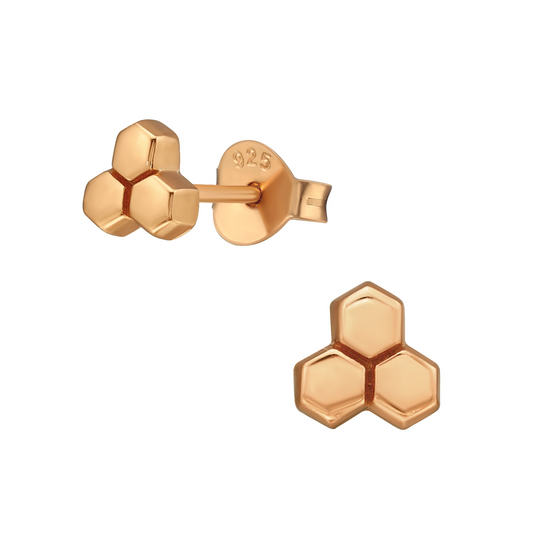 Rose gold honey comb earrings