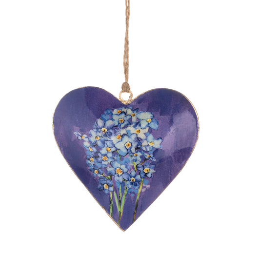 Forget-me-not Hanging tin Heart