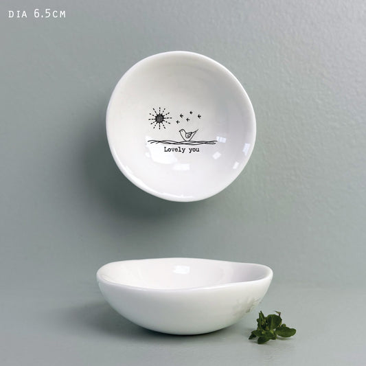 Small wobbly ceramic trinket dish by East of India. Lovely you.