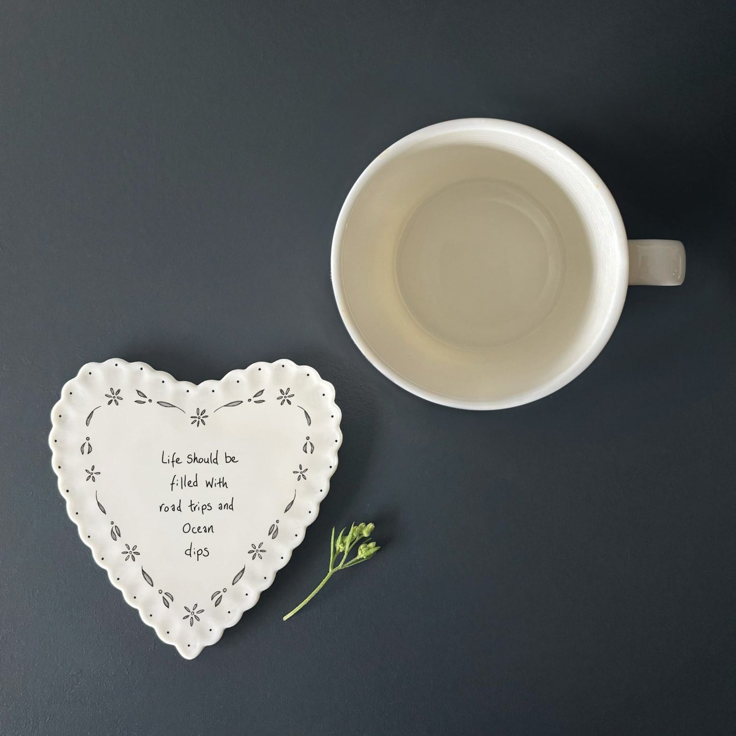 Heart scallop coaster-Life should be filled with road trips & ocean dips