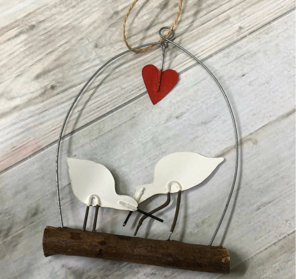 Avocet love story hanging decoration by Shoeless Joe