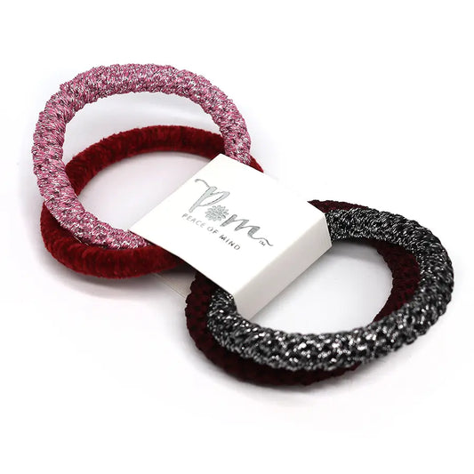 Red and metallic mix 4 pack hairbands
