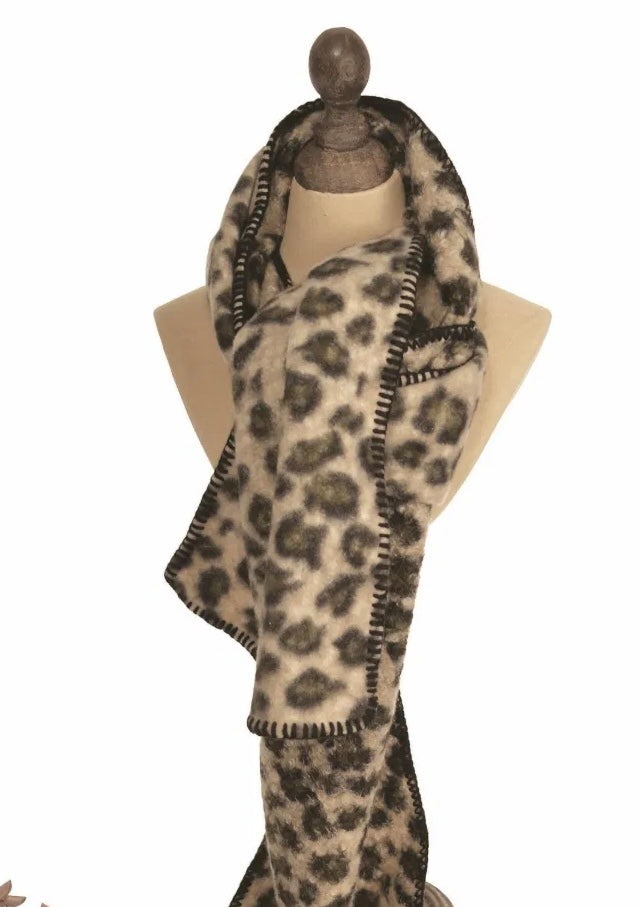 Animal print blanket stitch scarf.